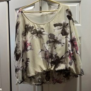 Tan with flower blouse